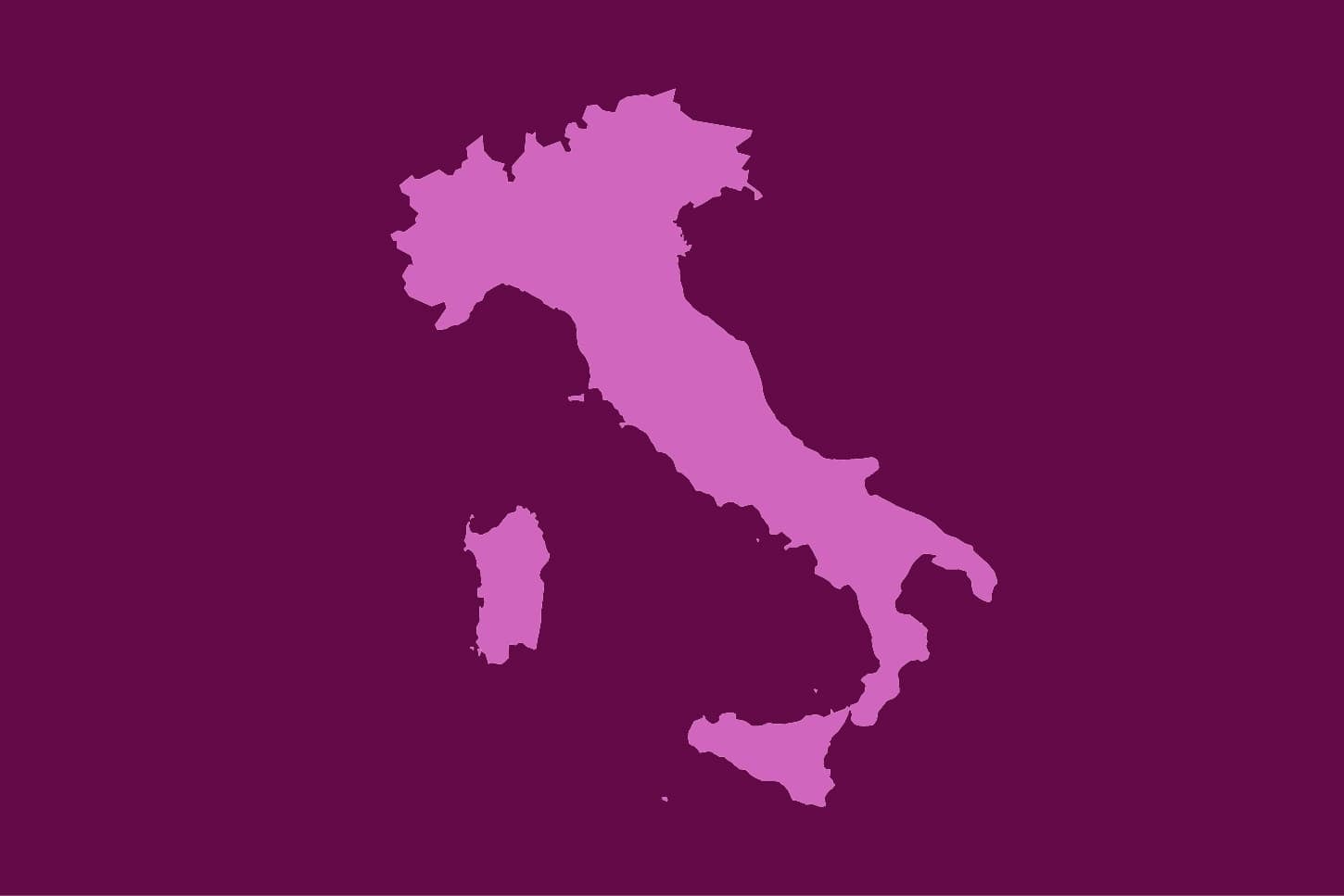 Map image of Italy in shades of purple