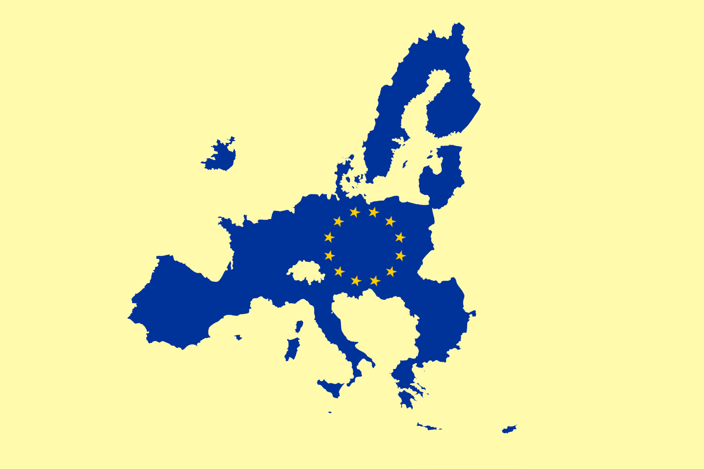 Blue and yellow map of EU