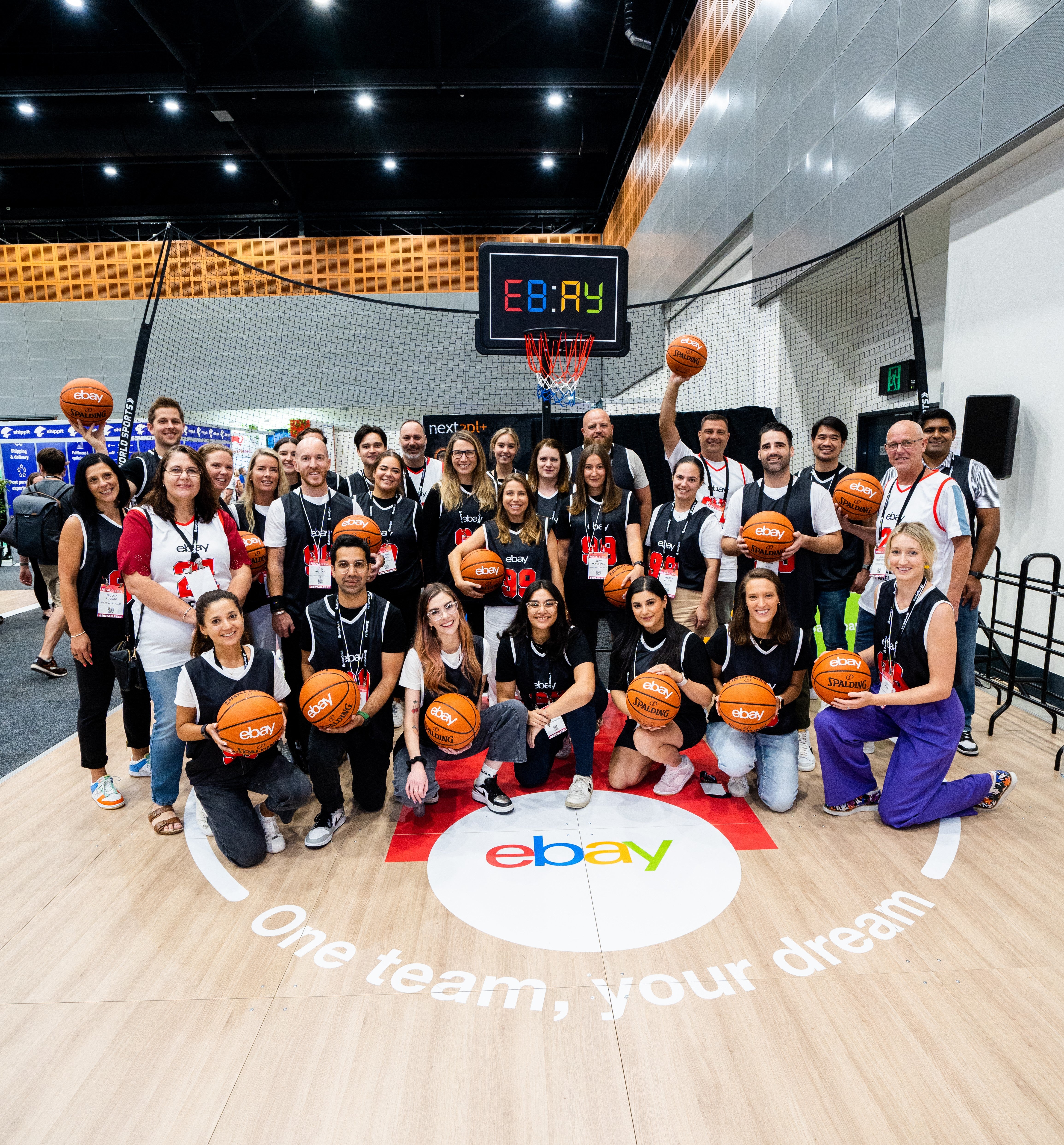 eBay staff and sellers play basketball