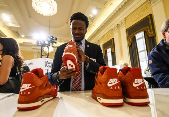 Man looking at sneakers